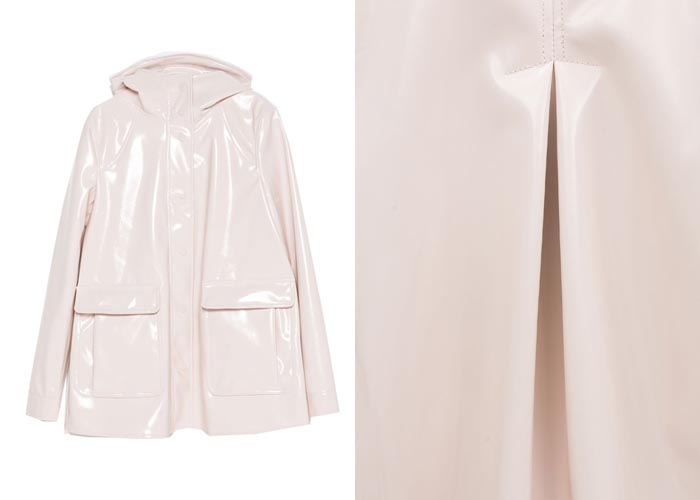 Zara regenjas: pretty in pink. Prachtige modieuze regenjas. Deze Zara regenjas is plastic en helemaal in de stijl van de modetrends van 2015.